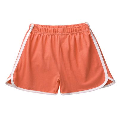 Moily Unisex Girls Boys Solid Elastic Waistband Striped Sports Shorts Workout/Yoga/Dance Athletic Pants Orange 4-5
