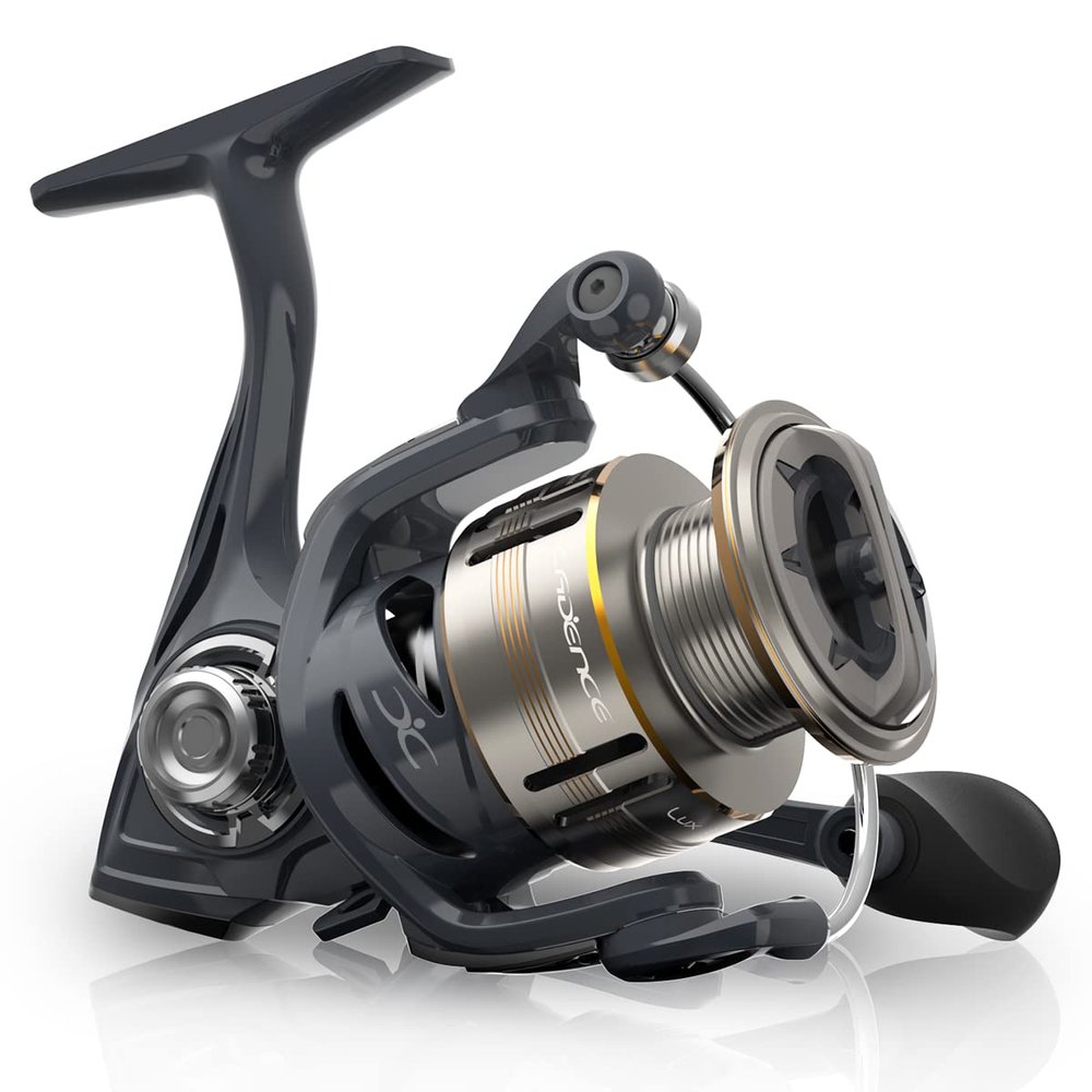 Cadence Lux Spinning Fishing Reels - Ultra Smooth Powerful Spinning Reel with 9+1 Shielded BB, Carbon Fiber Frame, 36LBs Max Drag, 5.2:1-6.2:1 High Speed Gear Ratio & Braid-Ready Spool (1000)