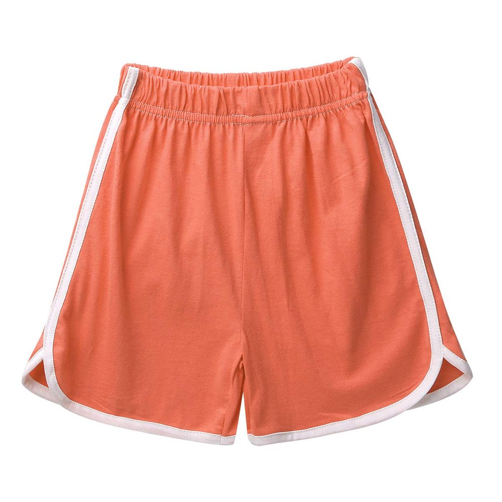 YiZYiF Kids Little Boys Girls Cotton Elastic Casual Running Workout Yoga Shorts Sports Exercise Fitness Short Pants Orange 4-5 Yr