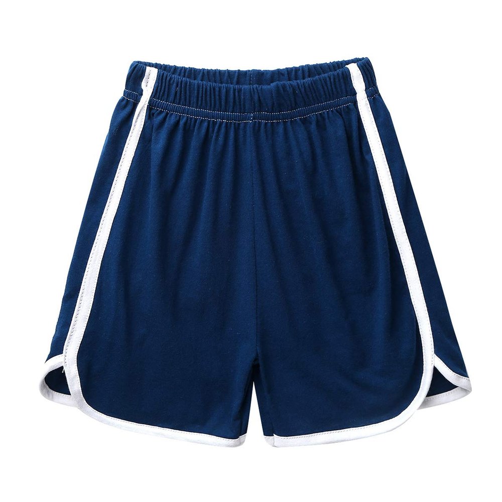 YiZYiF Kids Little Boys Girls Cotton Elastic Casual Running Workout Yoga Shorts Sports Exercise Fitness Short Pants Navy Blue 3-4 Yr
