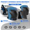 SKATEWIZ Knee Pads for Kids - Knee and Elbow Pads Set - PROTECT-1 - Size S Blue - Wrist Guards Skating Protective Gear, Skateboard, Roller Skate, Ice Skates For Kids view 2