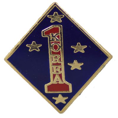 1ST MAR DIV KOREA LAPEL PIN OR HAT PIN - Size 1" - VETERAN OWNED BUSINESS