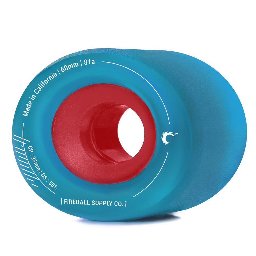 Fireball Tinder 60mm Longboard Wheels 81a - USA Made Soft Wheels for Skateboard Longboard and Cruiser (Set of 4 - Blue)