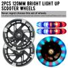 2Pcs 120mm Light Up Scooter Wheels - 2pcs Rear 80mm Light-Up Flashing 3-Wheeled kid Scooter Replacement Wheels with ABEC-9 Bearing for Kick Scooter (Black/120MM) view 3
