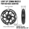 2Pcs 120mm Light Up Scooter Wheels - 2pcs Rear 80mm Light-Up Flashing 3-Wheeled kid Scooter Replacement Wheels with ABEC-9 Bearing for Kick Scooter (Black/120MM) view 4