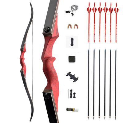 60" Takedown Recurve Bow and Arrow Set Adult Right Hand Wood Bow American Longbow 30-60Lbs Draw Weight (40 lbs, Bow Set)