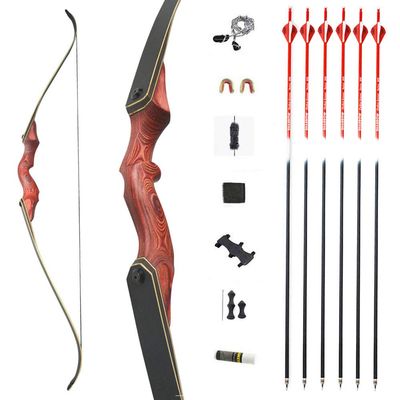 60" Takedown Recurve Bow and Arrow Set Adult Right Hand Wood Bow American Longbow 30-60Lbs Draw Weight (30 lbs, Bow Set)