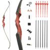 60" Takedown Recurve Bow and Arrow Set Adult Right Hand Wood Bow American Longbow 30-60Lbs Draw Weight (30 lbs, Bow Set) view 1