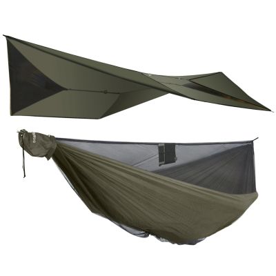 onewind Camping Hammock with Rain Fly and Bug Net Portable Lightweight 11ft Double Hammock with 12ft Ultralight Silnylon Tarp and Mosquito Net Ridgeline 12Ft Tree Straps for Camping Hiking Backpacking