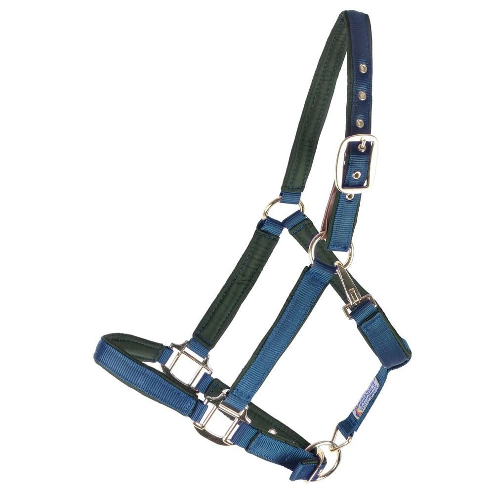 Dura-Tech Deluxe Fully Padded Breakaway Horse Halter | Full Size - Navy | 1 Double Ply Nylon Web Overlay | Heavy-Duty Hardware | Semi Custom Fit | 3-Point Cheek Attachment