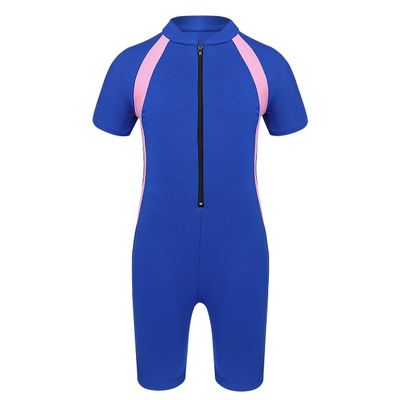 iiniim Kids Girls Two Piece Rash Guard Swimsuit Shirt Top with Boyshort UPF 50+ Sun Protective Swimwear Short Sleeves Blue 10-12