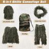 DoCred Ghillie Suit, 3D Camouflage Hunting Apparel 5 in 1 Ghillie Suit Including Jacket, Pants, Hood, Carry Bag, Camo Hunting Clothes for Men, Adults, Youth view 4