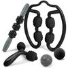 Odoland Massage Set - 360 Trigger Point, Muscle Roller Stick, Y Shaped Handheld, 2 Massage Balls for Legs, Arms - Myofascial & Deep Tissue Pain Relief - Black view 1