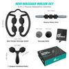 Odoland Massage Set - 360 Trigger Point, Muscle Roller Stick, Y Shaped Handheld, 2 Massage Balls for Legs, Arms - Myofascial & Deep Tissue Pain Relief - Black view 2