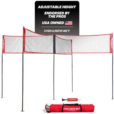 PowerNet Four Square Volleyball Net, 4-Sided Outdoor Net for Backyard Games, Park or Beach, Volleyball Training Equipment (Four Square)