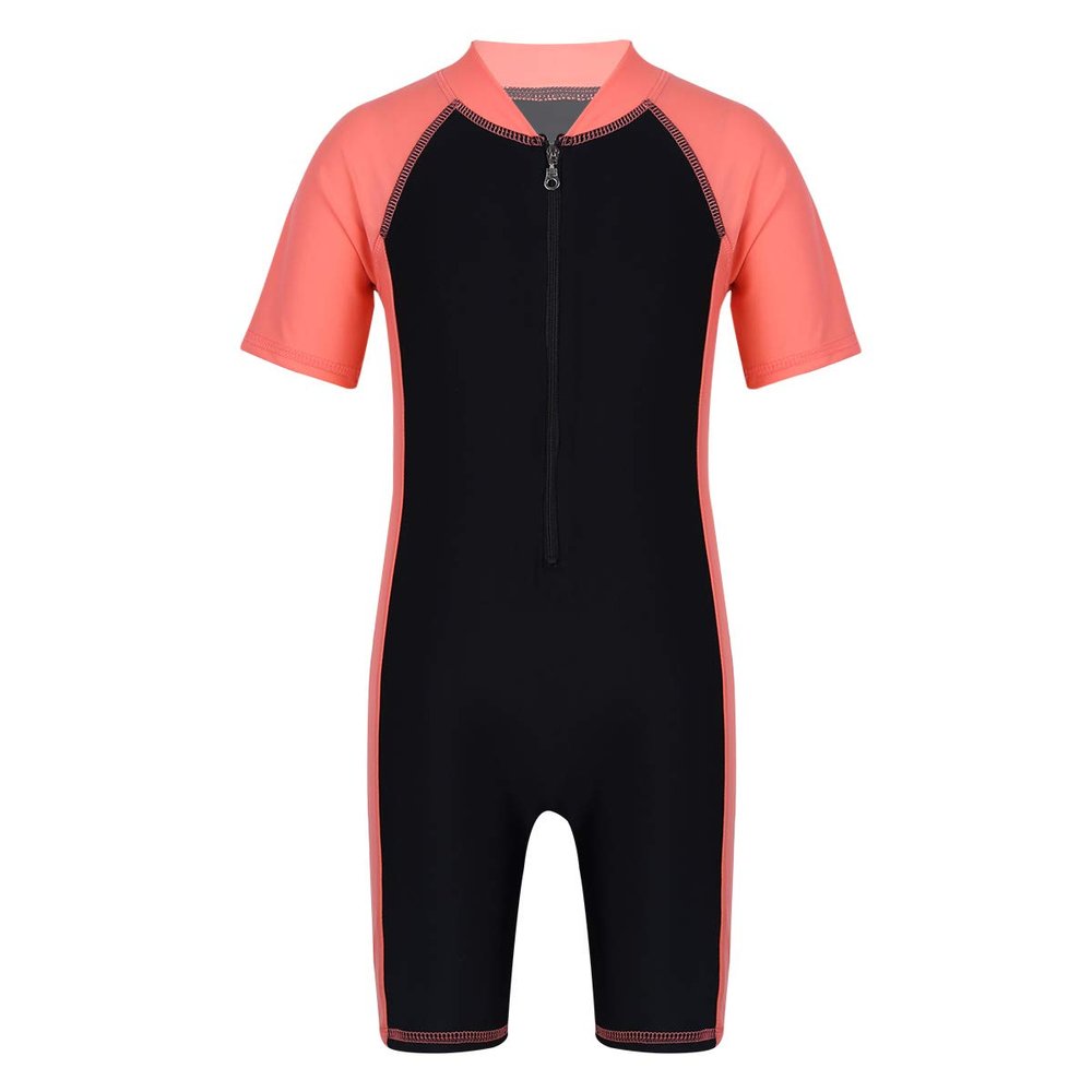 iiniim Kids Girls Two Piece Rash Guard Swimsuit Shirt Top with Boyshort UPF 50+ Sun Protective Swimwear Watermelon Red&Black 8-10