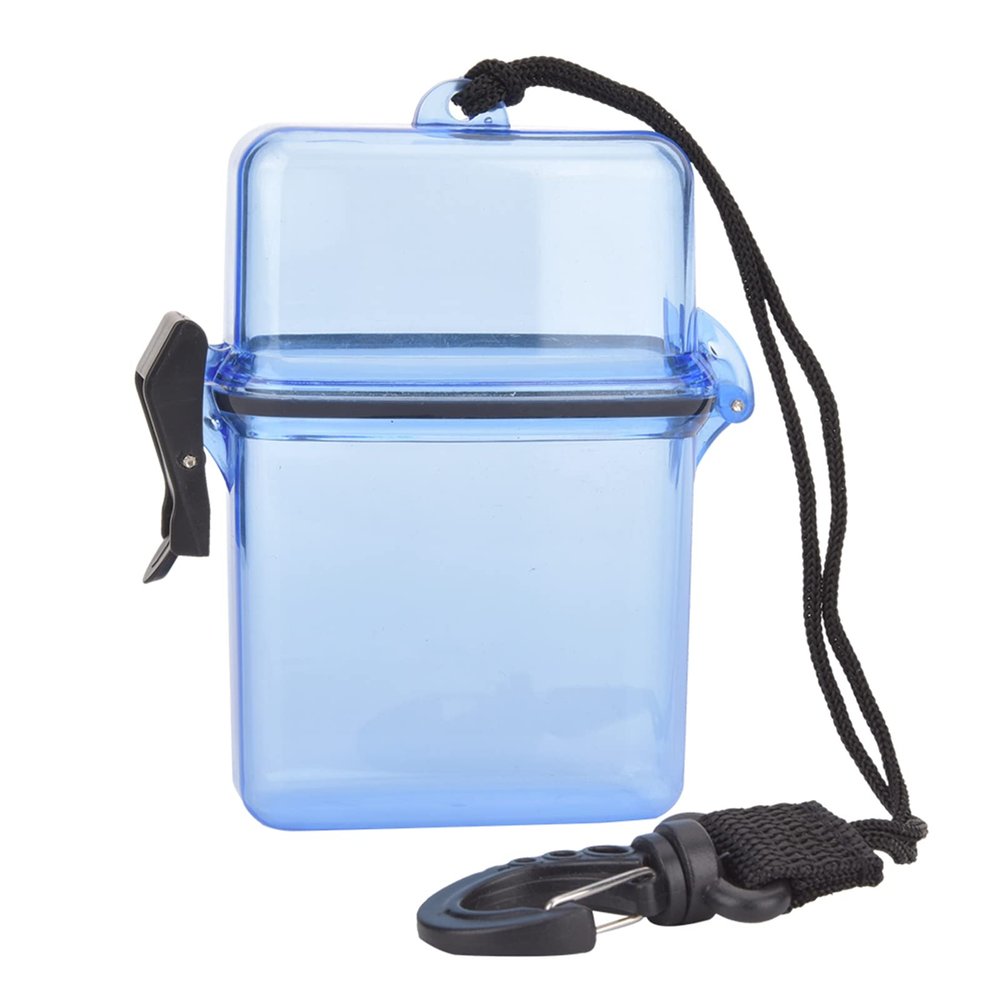 Keenso Diving Seal Box, 3 Colors Plastic Dry Box Transparent Waterproof Sealing Box Underwater Diving Sealing Box with Rope Hook (Blue)
