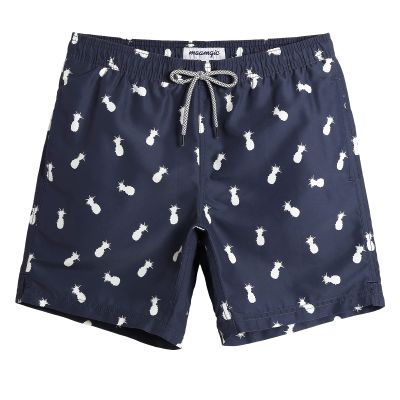 maamgic Mens Swim Trunks Quick Dry Swim Shorts with Mesh Lining Funny Swimwear Bathing Suits 7inch Pineapple Navy X-Small