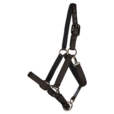 Dura-Tech Fully Padded Nylon Horse Halter | Horse Halter Designed Avoid Rubs | Adjustable Halter Horse Crown and Curb | 1 Double Ply Nylon | Halters for Horses | Full Size | Color Black