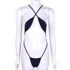 Oyolan Womens Extreme Micro One Piece Bikini Swimwear Criss Cross Thong Bodysuit Leotard Navy Blue One Size view 3