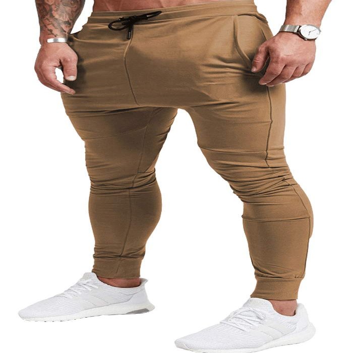EVERWORTH Men's Joggers Sweatpants Men's Slim Jogger Pants Tapered Gym Running Workout Pant with Deep Pockets (US M:(Waist 30"-32")/Tag XL, Khaki)
