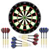 LinkVisions Sisal/Bristle Dartboard with Staple-Free Bullseye and 12 Steeltip Darts Plus Strong Aluminium Shaft, 17.8" 1.5", Moundting Kits Included view 1