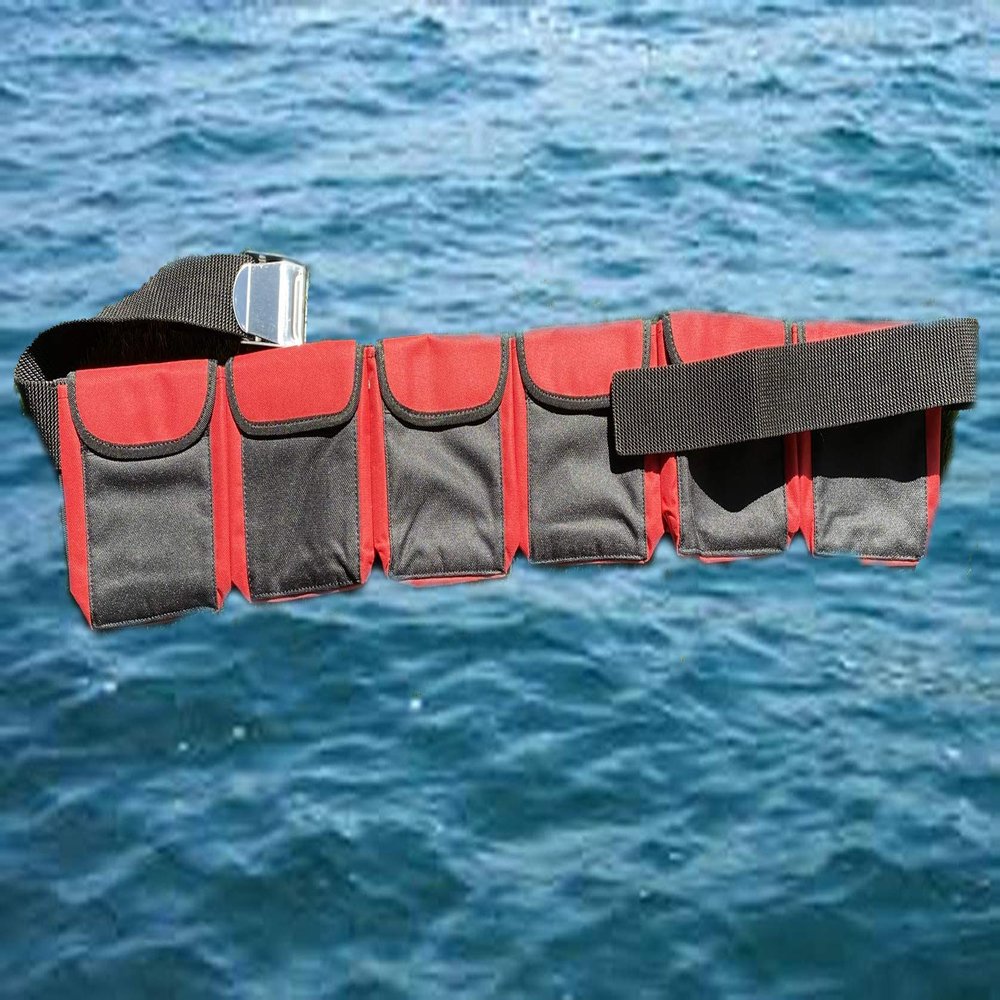 AKM SPORTS -Diving Pocket Weight Belts (red, Large)
