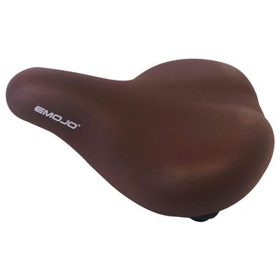 EMOJO Leather Electric Bike Seat Shock Absorb Comfort Memory Foam Padded Beach Cruiser Bike Saddle Brown Bicycle Seat Replacement with Ultra-Elastic Suspension Steel Bow Universal Bikes Fit
