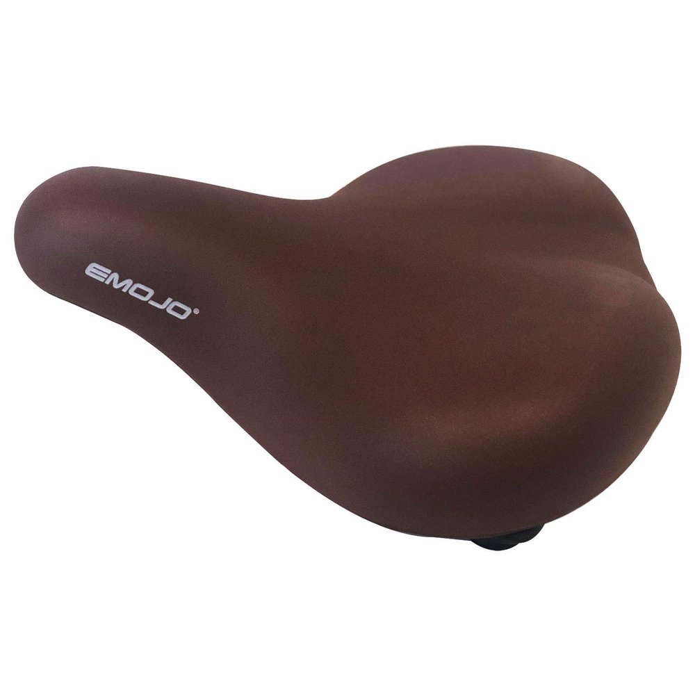 EMOJO Leather Electric Bike Seat Shock Absorb Comfort Memory Foam Padded Beach Cruiser Bike Saddle Brown Bicycle Seat Replacement with Ultra-Elastic Suspension Steel Bow Universal Bikes Fit