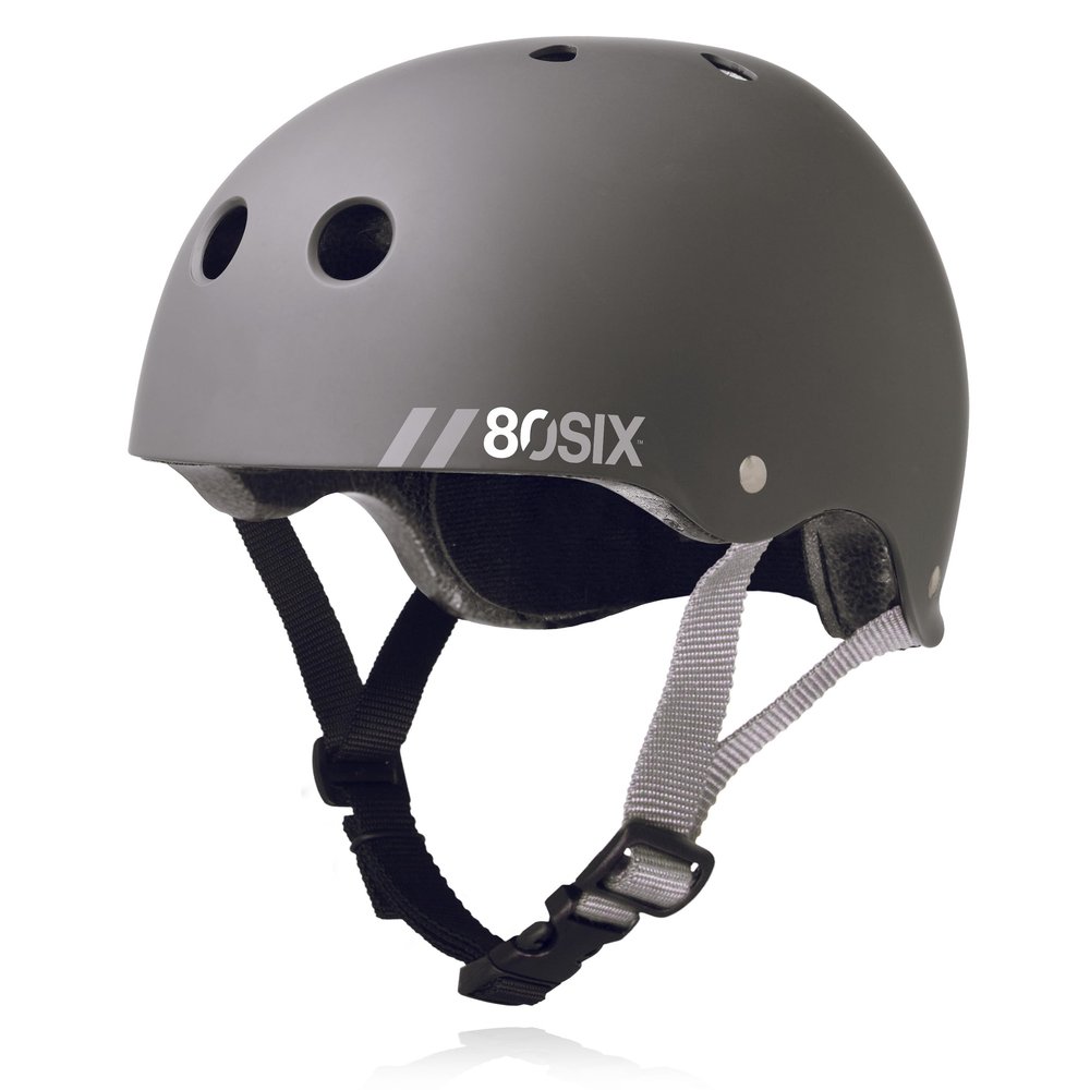 80Six Dual Certified Kids Bike, Scooter, and Skateboard Helmet, Grey Matte, Small-Ages 14+