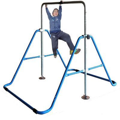 X FACTOR Kids Gymnastics Bar Jungle Gym Horizontal Kip Bar Junior Training Height Adjustable Children Monkey Bars Folding Climb Tower Balance Bar (Blue)