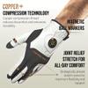 Copper Tech Plus Golf Gloves Men Right Handed Golfer or Left Handed Golfer (2nd Gen) | Copper Compression Joint Support Golf Glove (White/Grey, X-Large, Left) view 2
