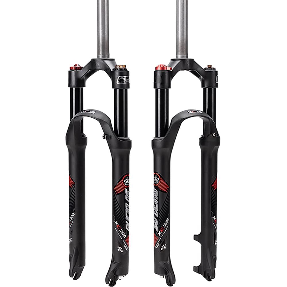 BUCKLOS Mountain Bicycle Suspension Forks, 26/27.5/29 inch MTB Bike Front Fork, 100mm Travel 28.6mm Threadless Steerer, with Preload Adjustment
