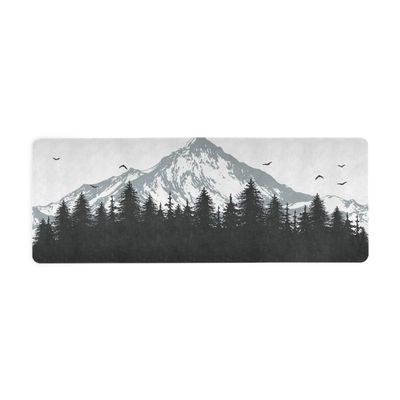 Qilmy Nature Mountains And Forest Travel Yoga Mat - Foldable Non Slip Natural Rubber Fitness Mat for Pilates, Aerobics, Floor Exercises, 71"x 26" Thick 1 mm, with Storage Bag