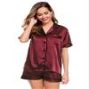 LecGee Womens Pajamas Set Silk Satin Sleepwear Short Sleeve Nightwear Button Down Pj Lounge view 2
