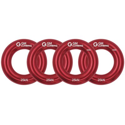 GM CLIMBING Red Small Rappel Ring 25kN for Rock Climbing Arborist Rescue Slackline Hammock Pack of 4