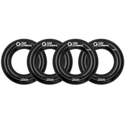 GM CLIMBING Black Small Rappel Ring 25kN for Rock Climbing Arborist Rescue Slackline Hammock 4-Pack