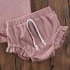 Infant Baby Girls Summer Outfits Knit Halter Romper Ruffle Drawstring Shorts Cotton 2Pcs Clothes Pants Sets (Pink, 12-18 Months) view 2