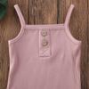 Infant Baby Girls Summer Outfits Knit Halter Romper Ruffle Drawstring Shorts Cotton 2Pcs Clothes Pants Sets (Pink, 12-18 Months) view 4