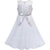 Girls Dress Gray Chiffon Bridesmaid Maxi Ball Gown Size 14 view 3