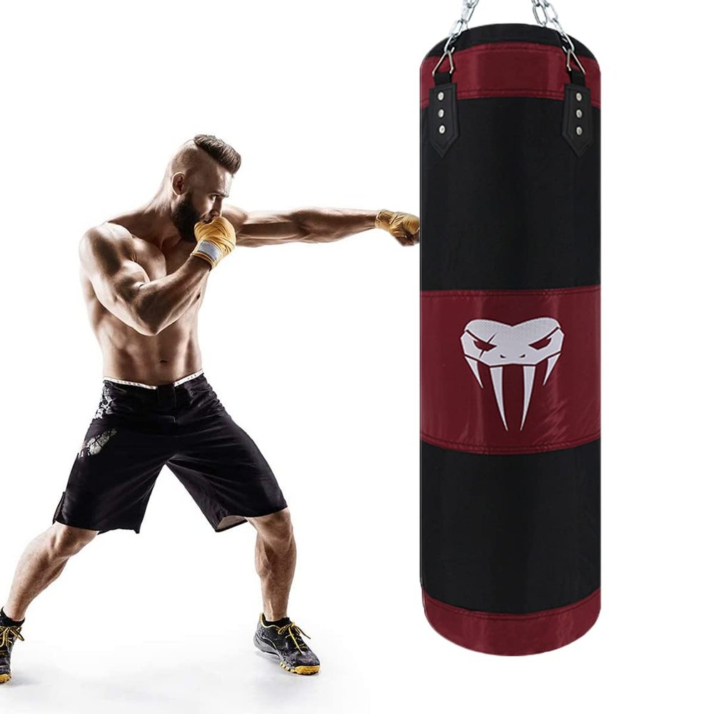 SOTF Heavy Bag Boxing Set Punching Bags for Adults Heavy Duty Hanging Punching Bag Unfilled Black Length 120cm