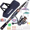 PLUSINNO Fishing Rod and Reel Combos, Bronze Warrior Toray 24-Ton Carbon Matrix Telescopic Fishing Rod Pole, 12 +1 Shielded Bearings Stainless Steel BB Spinning Reel, Travel Freshwater Fishing Gear view 1