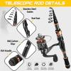 PLUSINNO Fishing Rod and Reel Combos, Bronze Warrior Toray 24-Ton Carbon Matrix Telescopic Fishing Rod Pole, 12 +1 Shielded Bearings Stainless Steel BB Spinning Reel, Travel Freshwater Fishing Gear view 3