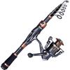 PLUSINNO Fishing Rod and Reel Combos, Bronze Warrior Toray IM6 Carbon Matrix Telescopic Fishing Rod Pole, 12 +1 Shielded Bearings Stainless Steel BB Spinning Reel, Travel Freshwater Fishing Gear view 1
