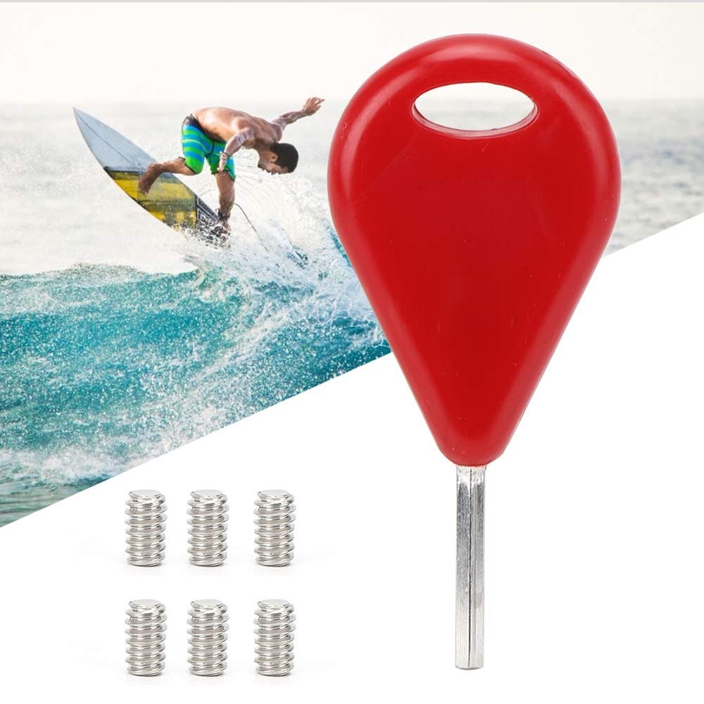 Alomejor Fin Key Keychain Design Surf Board Fin Key Fin Replacement Part with 6pcs Grub Screws for Surfboard(RED)