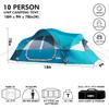 UNP Camping Tent 10-Person-Family Tents, Parties, Music Festival Tent, Big, Easy Up, 5 Large Mesh Windows, Double Layer, 2 Room, Waterproof, Weather Resistant, 18ft x 9ft x78in view 2