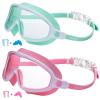 Seago Swim Goggles 2 Pack Anti-Fog Anti-UV Wide View Swimming Goggles for Kids 3-14 view 1