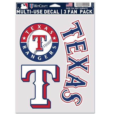 MLB Texas Rangers Decal Multi Use Fan 3 Pack, Team Colors, One Size