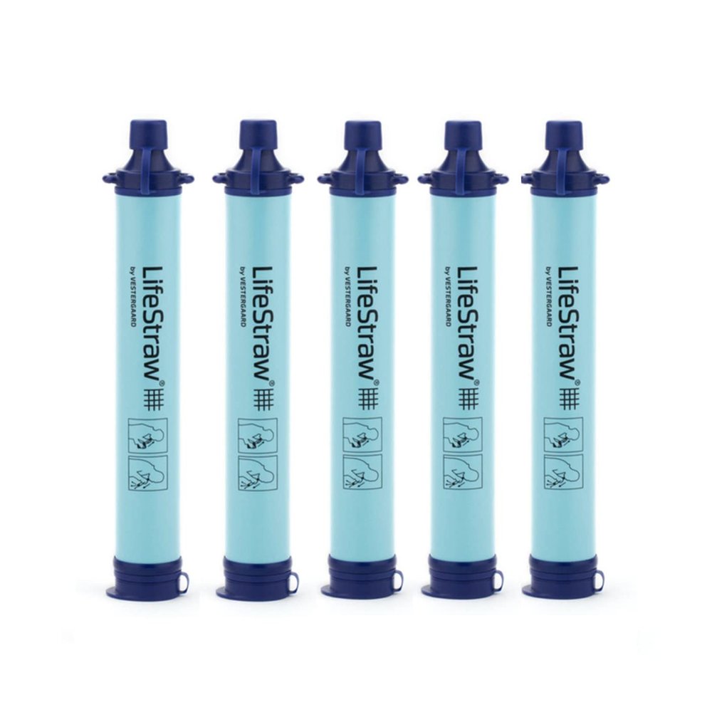 LifeStraw Personal Water Filter for Hiking, Camping, Travel, and Emergency Preparedness, 5 Pack, Blue