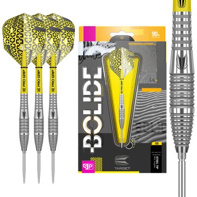 Target Darts Bolide 90% Tungsten Swiss Point Steel Tip Darts Set of 3, Barrel 05, 24 Grams | Featuring Pro Grip Dart Stems, Number 6 Dart Flights, Swiss Points | Professional Darts